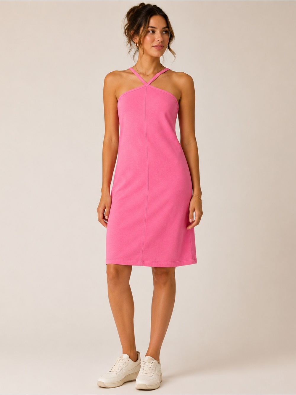 Anthropologie Size M Daily Practice Pink Cross-Strap Midi Dress